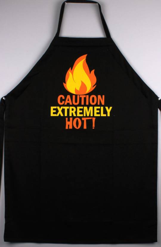 BBQ apron Caution Extremely Hot. Code: APR-BBQ.HOT